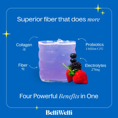 Belli Welli organic acacia fiber closeup emphasizes natural prebiotic source.