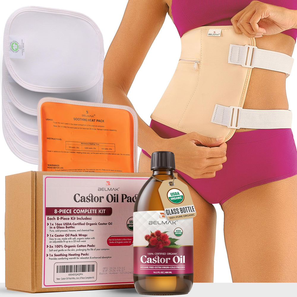 BELMAK castor oil pack wrap for stomach promotes soothing self-care routines.