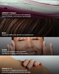 BeMe liquid collagen label closeup highlighting VERISOL and nutrients.