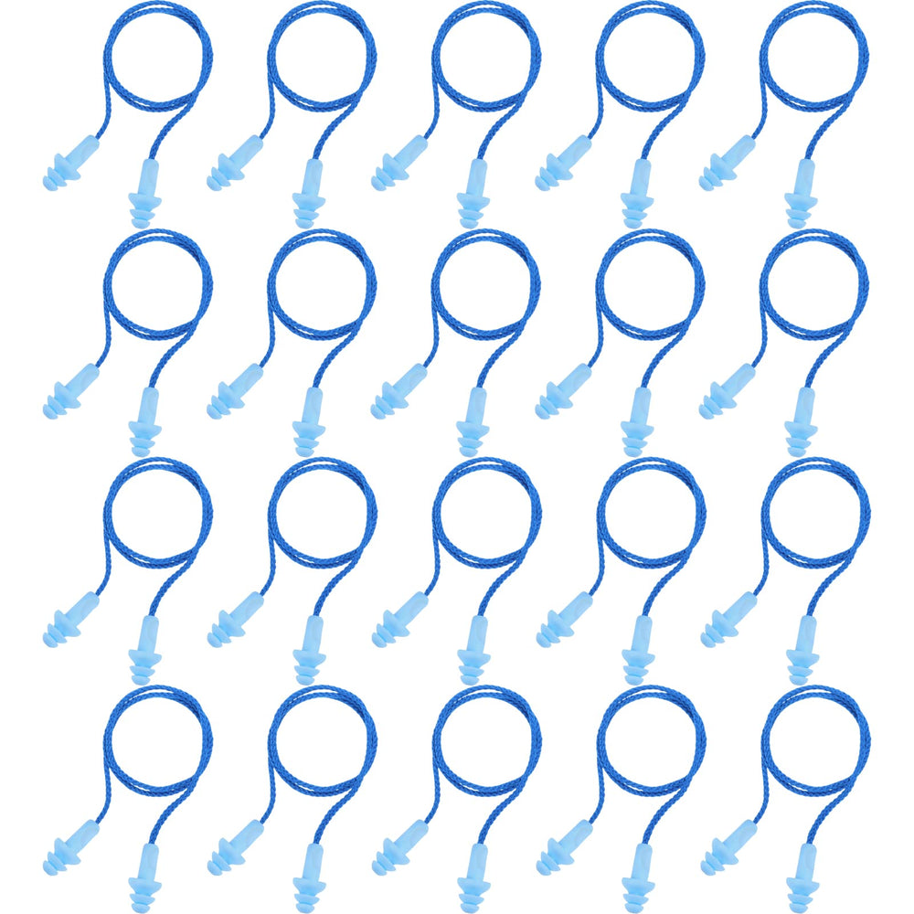 Bememo corded ear plugs in blue with Christmas tree shape for comfortable sleep.