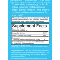 Benagene Oxaloacetate capsules shown, non-GMO vegan formula supporting steady energy.