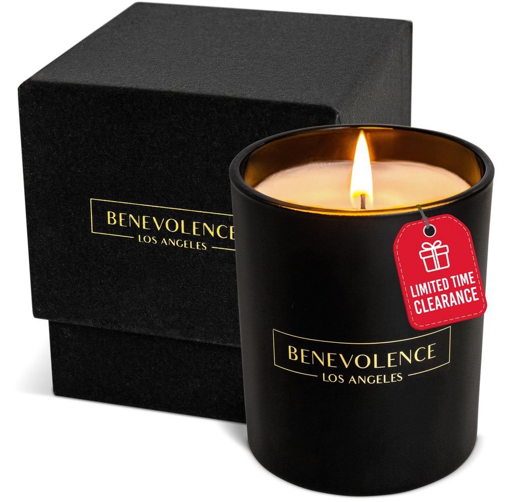Benevolence LA Bergamot Jasmine candle in a 6oz black vessel for cozy spaces