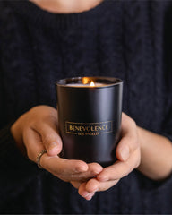 Benevolence LA holiday aroma candle releases festive bergamot and jasmine notes