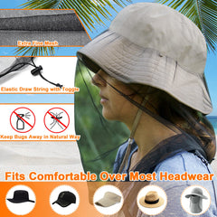 Benvo large-size net fits adults and children over hats for comfort.
