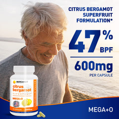 BergaMet Citrus Bergamot capsules visual, 1200mg serving designed for daily use.