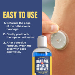 Berkland Sting-Free remover applied near a dialysis port for comfortable adhesive removal.