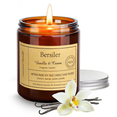 Bersiler Vanilla Cream Candle closeup showing creamy aroma for calming moments