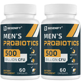 Besenify Probiotics for Men bottle shown, supporting digestive balance and wellness.