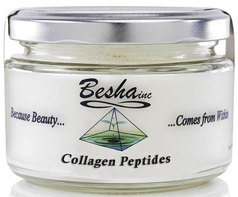 BESHA INC Verisol collagen bottle on counter, potential skin support.