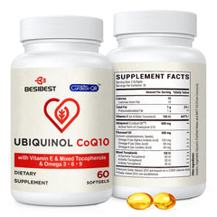 Besibest ubiquinol 600mg softgel bottle front for daily energy support