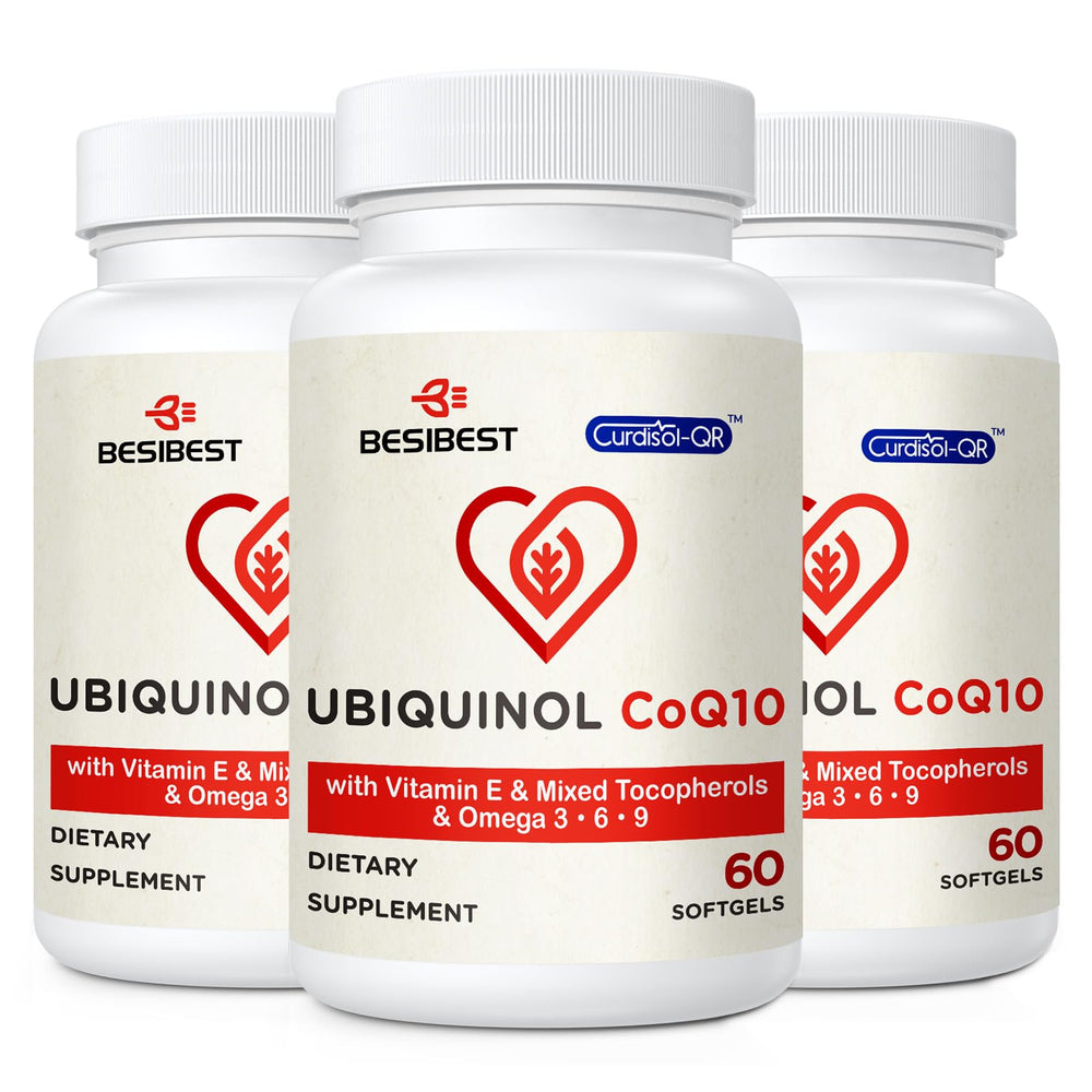 Besibest ubiquinol 600mg softgel bottle for easy daily dosing.