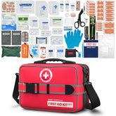 Besst Survivor 401-piece kit opened with labeled compartments for quick access during emergencies.