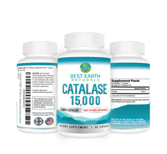 Best Earth Naturals Catalase capsules closeup for easy daily use.