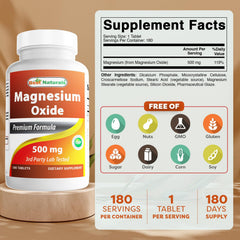 Best Naturals 180 tablets bottle front view supports long-lasting daily use