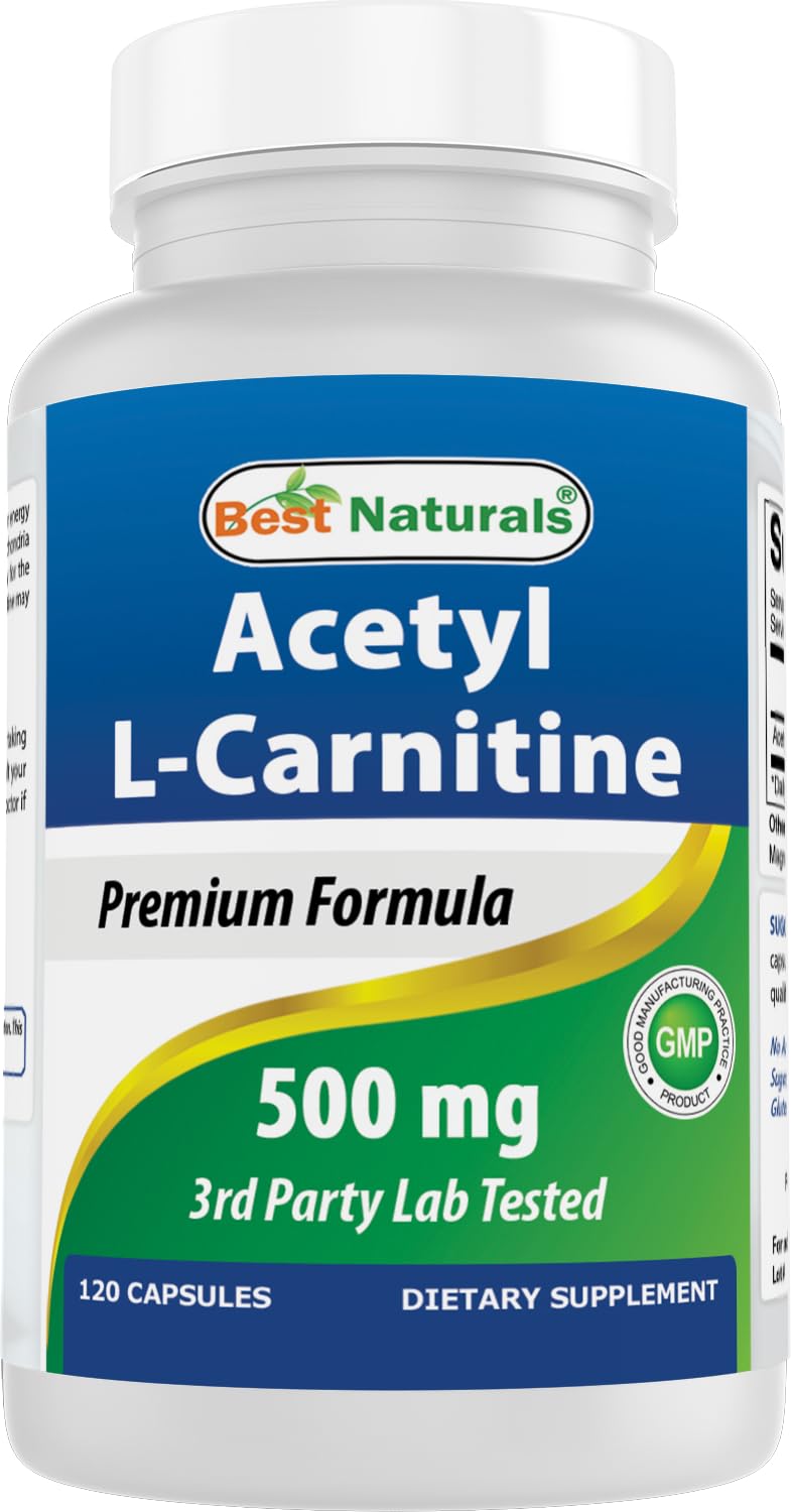 Best Naturals Acetyl L-Carnitine 500mg bottle for daily energy support.