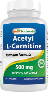 Best Naturals Acetyl L-Carnitine 500mg bottle for daily energy support.