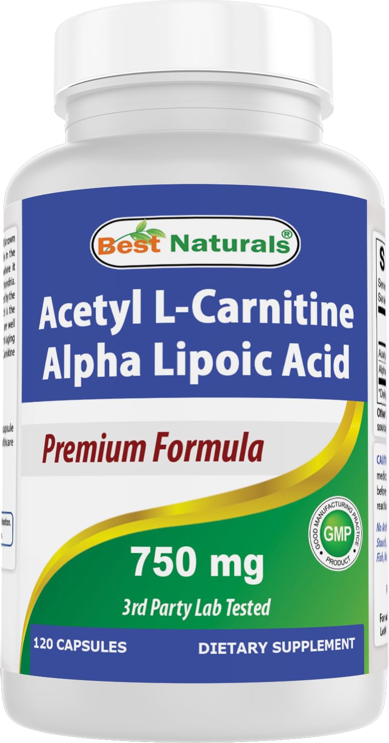 Best Naturals Acetyl L-Carnitine and Alpha Lipoic Acid bottle front with premium capsules.