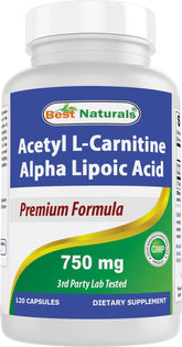 Best Naturals Acetyl L-Carnitine and Alpha Lipoic Acid bottle front with premium capsules.