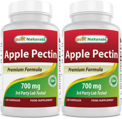 Best Naturals Apple Pectin 700 mg bottle front highlighting dietary fiber support.