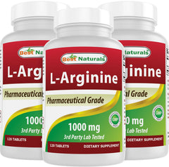 Best Naturals L-Arginine 1000 mg tablets in bottle, supports daily nitric oxide potential
