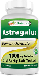 Best Naturals Astragalus bottle being poured for easy daily dosing.