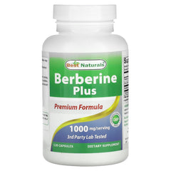 Best Naturals Berberine Plus bottle displaying 1000 mg per serving for daily metabolic support
