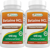 Best Naturals Betaine HCL bottle front view showing product quality and usability