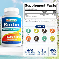 Close-up of Best Naturals Biotin 10000mcg capsules