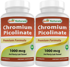 Best Naturals Chromium Picolinate tablets in bottle, high-potency 1000 mcg each.