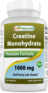 Best Naturals Creatine Monohydrate bottle on shelf highlighting purity for athletes