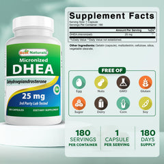 Best Naturals DHEA capsules close-up showing uniform, micronized capsules for consistent dosing