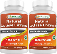 Best Naturals lactase bottle front highlighting 180 tablets for dairy digestion