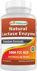 Best Naturals lactase enzyme tablet bottle pour for dairy digestion support