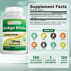 Close-up of Best Naturals Ginkgo Biloba capsules for easy daily dosing.