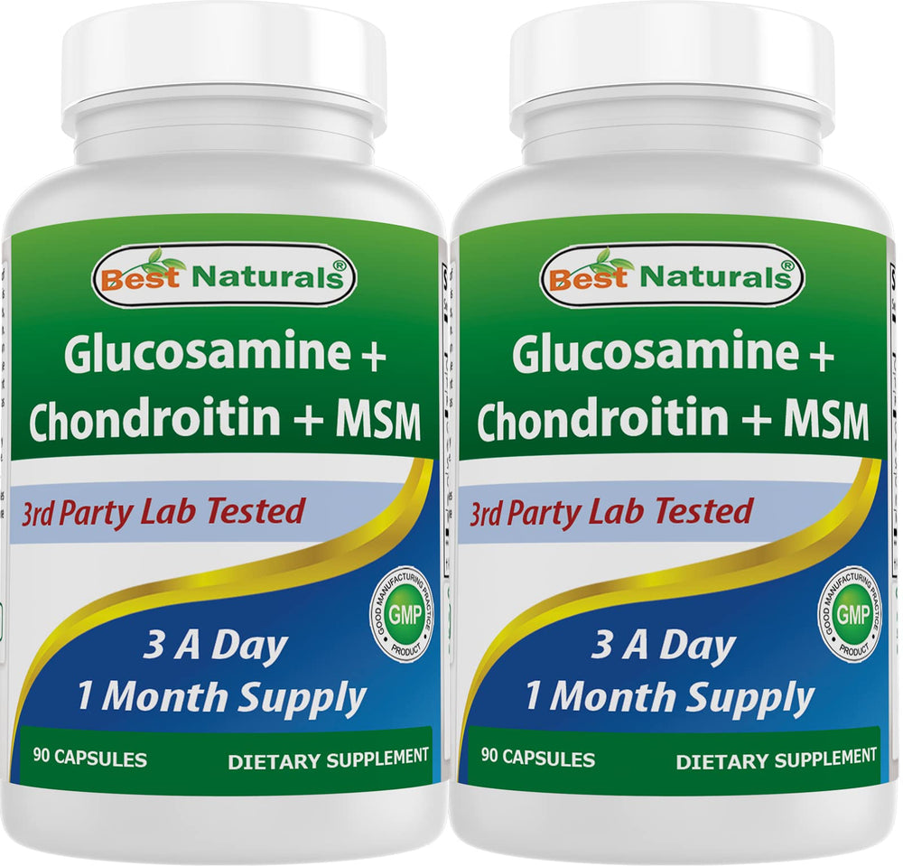 Best Naturals glucosamine chondroitin msm bottle front promotes joint support.