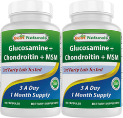 Best Naturals glucosamine chondroitin msm bottle front promotes joint support.
