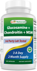 Best Naturals glucosamine chondroitin MSM bottle closeup for reliable joint support