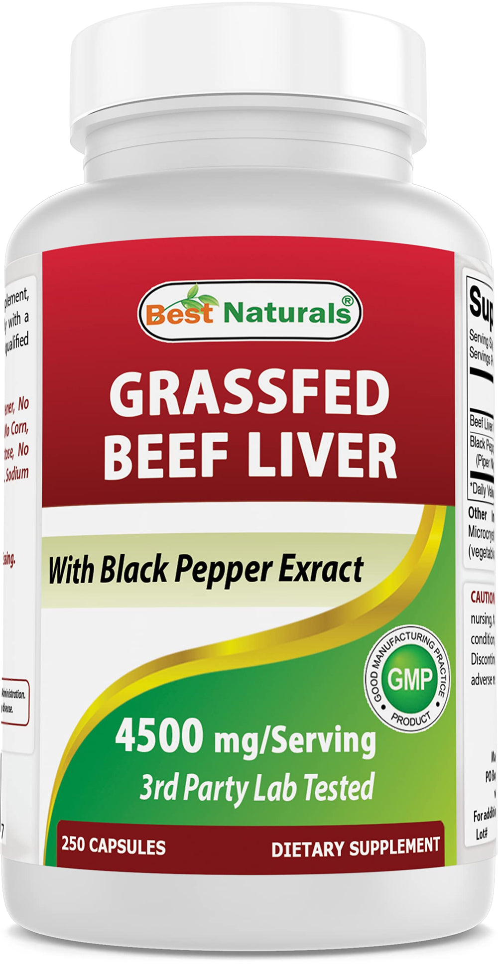 Best Naturals grass-fed liver capsules bottle on kitchen counter for daily energy support