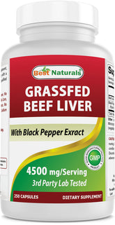 Best Naturals grass-fed liver capsules bottle on kitchen counter for daily energy support