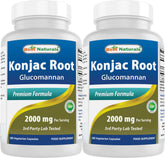Best Naturals Konjac Glucomannan bottle close-up with 2000 mg per serving