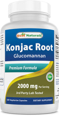 Best Naturals Konjac Root 2000mg bottle front view for fullness support.