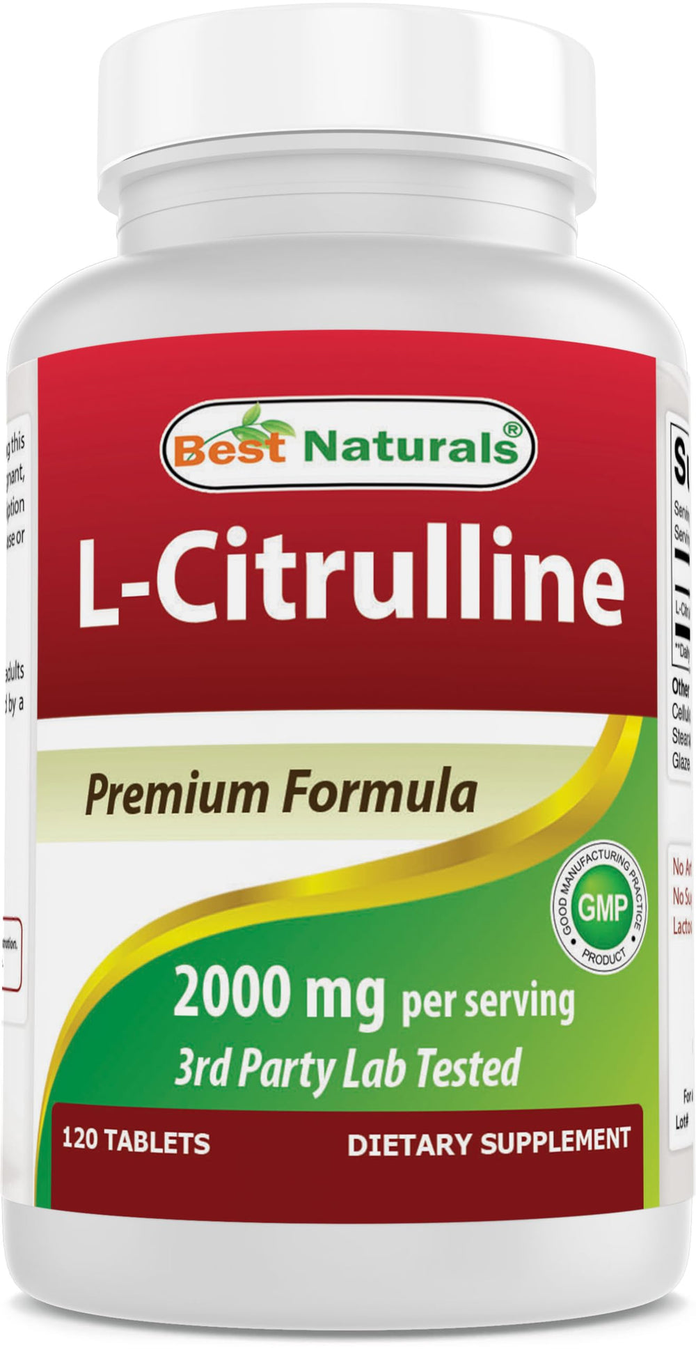 Best Naturals L-Citrulline bottle front view showing 2000 mg per serving