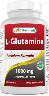 Best Naturals L-Glutamine tablets in a bottle for daily training support.