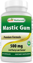 Best Naturals Mastic Gum 500 mg label closeup with nutrition highlights