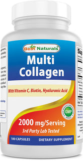 Best Naturals Multi Collagen pills bottle front for skin, hair and nails support.