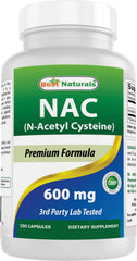 Best Naturals NAC 600 mg bottle front view showing label for dosage.