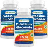 Best Naturals Potassium Gluconate tablet close-up; compact daily supplement.