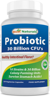Best Naturals Probiotic bottle front with 120 capsules for daily use