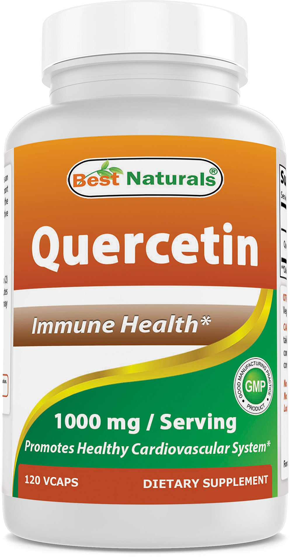 Best Naturals Quercetin 1000 mg bottle shows potent daily antioxidant support in easy-to-swallow capsules.