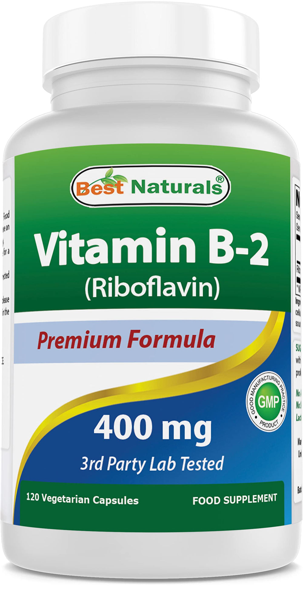 Best Naturals Vitamin B2 400mg bottle with daily energy support